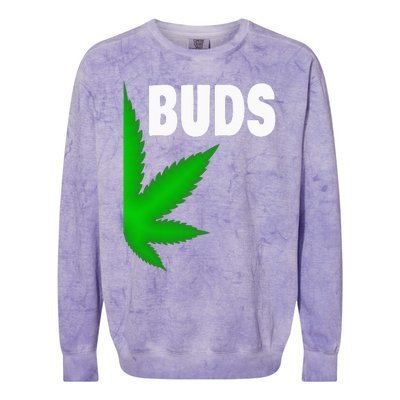 Couples Matching Best Buds BFF Marijuana Leaf Weed Gift Colorblast Crewneck Sweatshirt