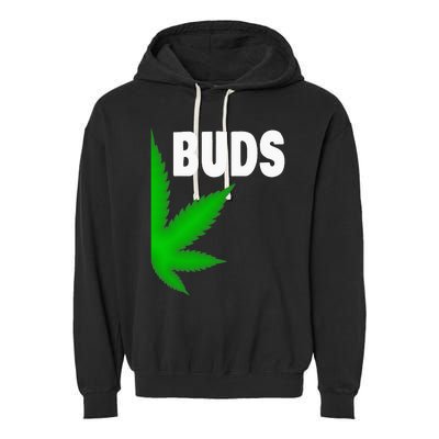 Couples Matching Best Buds BFF Marijuana Leaf Weed Gift Garment-Dyed Fleece Hoodie