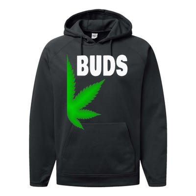 Couples Matching Best Buds BFF Marijuana Leaf Weed Gift Performance Fleece Hoodie