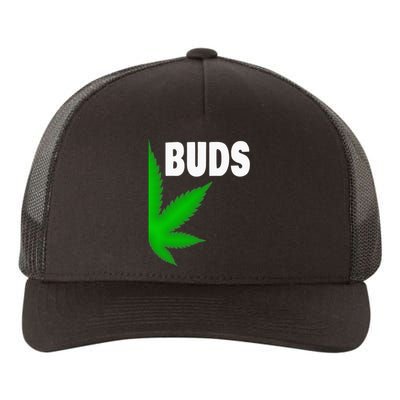 Couples Matching Best Buds BFF Marijuana Leaf Weed Gift Yupoong Adult 5-Panel Trucker Hat