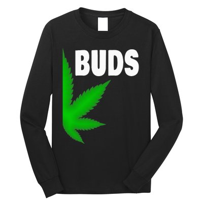 Couples Matching Best Buds BFF Marijuana Leaf Weed Gift Long Sleeve Shirt