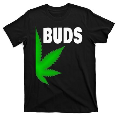 Couples Matching Best Buds BFF Marijuana Leaf Weed Gift T-Shirt