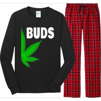 Couples Matching Best Buds BFF Marijuana Leaf Weed Gift Long Sleeve Pajama Set