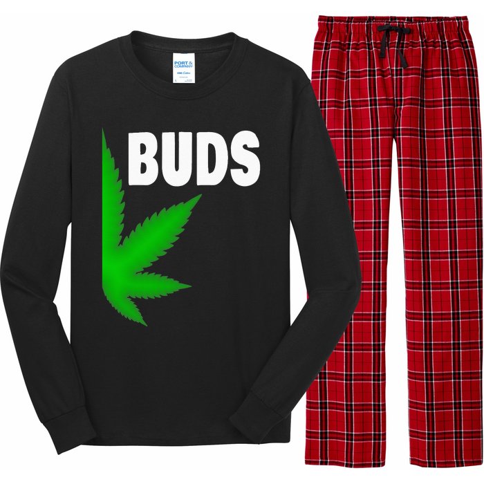 Couples Matching Best Buds BFF Marijuana Leaf Weed Gift Long Sleeve Pajama Set