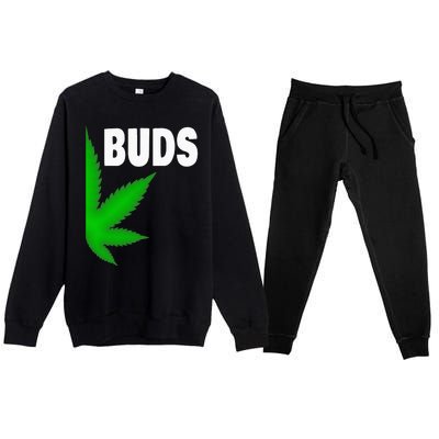 Couples Matching Best Buds BFF Marijuana Leaf Weed Gift Premium Crewneck Sweatsuit Set