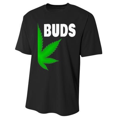 Couples Matching Best Buds BFF Marijuana Leaf Weed Gift Performance Sprint T-Shirt