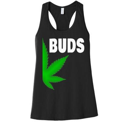 Couples Matching Best Buds BFF Marijuana Leaf Weed Gift Women's Racerback Tank