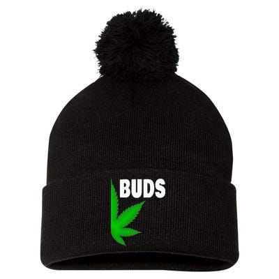 Couples Matching Best Buds BFF Marijuana Leaf Weed Gift Pom Pom 12in Knit Beanie