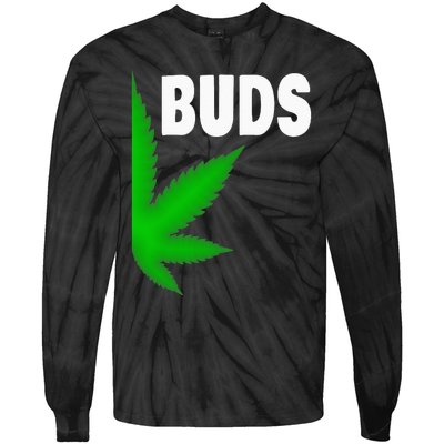 Couples Matching Best Buds BFF Marijuana Leaf Weed Gift Tie-Dye Long Sleeve Shirt