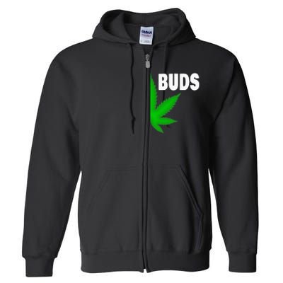 Couples Matching Best Buds BFF Marijuana Leaf Weed Gift Full Zip Hoodie