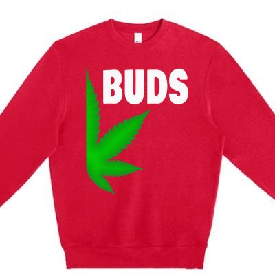 Couples Matching Best Buds BFF Marijuana Leaf Weed Gift Premium Crewneck Sweatshirt