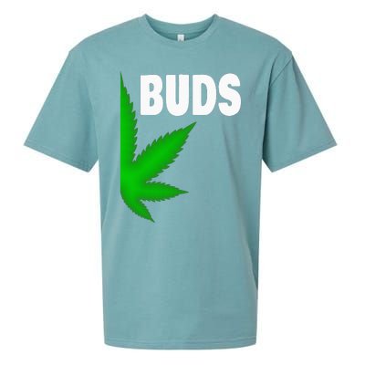 Couples Matching Best Buds BFF Marijuana Leaf Weed Gift Sueded Cloud Jersey T-Shirt