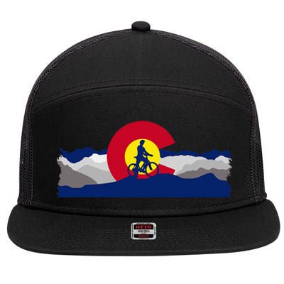 Colorado Mountain Biking 7 Panel Mesh Trucker Snapback Hat