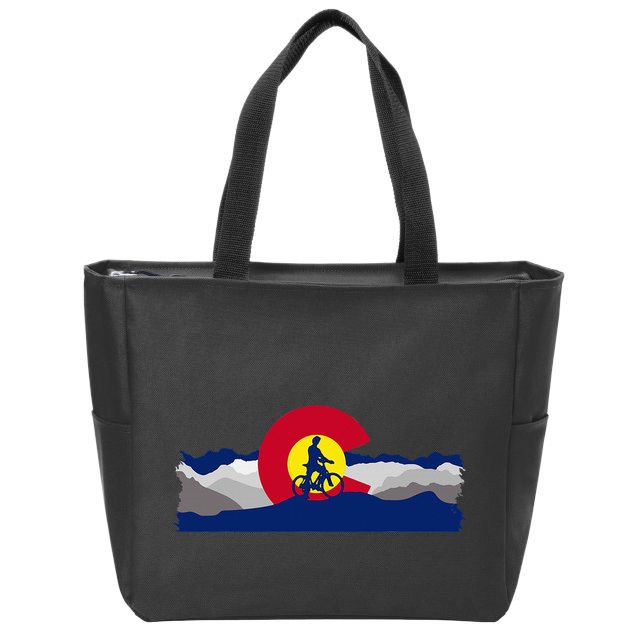 Colorado Mountain Biking Zip Tote Bag