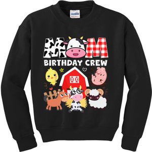 Cow Mom Birthday Crew Farm Theme Animals Kids Birthday Party Kids Sweatshirt