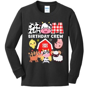 Cow Mom Birthday Crew Farm Theme Animals Kids Birthday Party Kids Long Sleeve Shirt