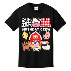 Cow Mom Birthday Crew Farm Theme Animals Kids Birthday Party Kids T-Shirt