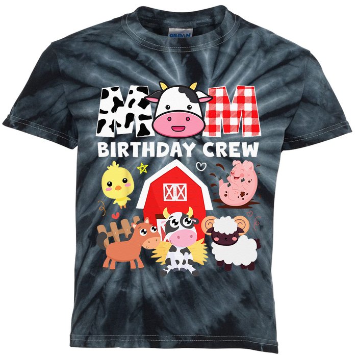 Cow Mom Birthday Crew Farm Theme Animals Kids Birthday Party Kids Tie-Dye T-Shirt