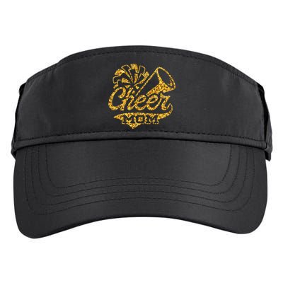 Cheer Mom Biggest Fan Cheerleader Black Yellow Gold Pom Pom Adult Drive Performance Visor