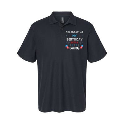 Celebrating My Birthday With A Bang 4th Of July Birthday Softstyle Adult Sport Polo