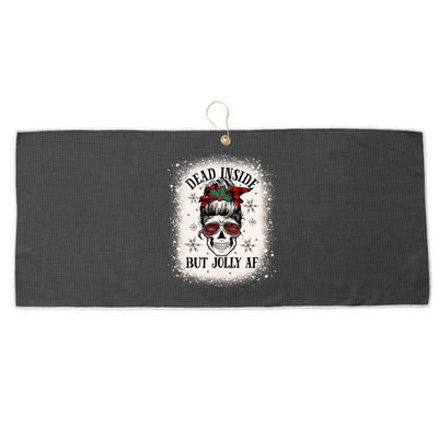 Christmas Messy Bun Skull Dead Inside But Jolly Af Great Gift Large Microfiber Waffle Golf Towel