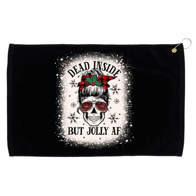 Christmas Messy Bun Skull Dead Inside But Jolly Af Great Gift Grommeted Golf Towel