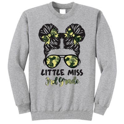 Camo Messy Bun Hair Tie Bow for Little Miss in 3rd Grade Tall Sweatshirt