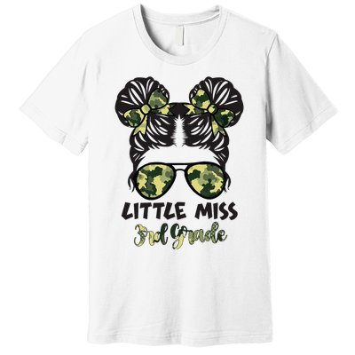 Camo Messy Bun Hair Tie Bow for Little Miss in 3rd Grade Premium T-Shirt