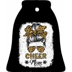 Cute Messy Bun Cheer Mom Funny Leopard Bandana Mother's Day Ceramic Bell Ornament