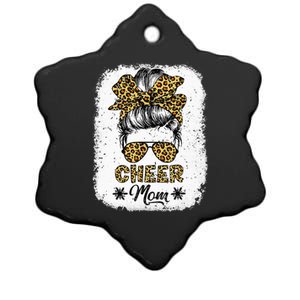 Cute Messy Bun Cheer Mom Funny Leopard Bandana Mother's Day Ceramic Star Ornament