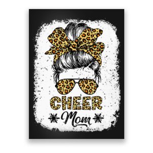 Cute Messy Bun Cheer Mom Funny Leopard Bandana Mother's Day Poster