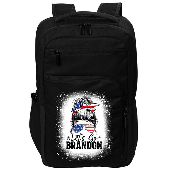 Conservative Messy Bun Bleached Style LetS Go Brandon Impact Tech Backpack