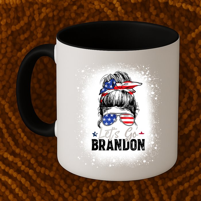 Conservative Messy Bun Bleached Style LetS Go Brandon Mug