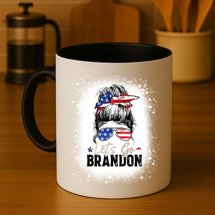 Conservative Messy Bun Bleached Style LetS Go Brandon Mug