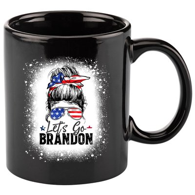 Conservative Messy Bun Bleached Style LetS Go Brandon 11oz C Handle Ceramic Mug