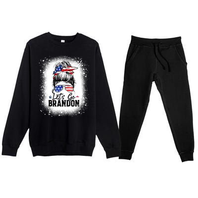 Conservative Messy Bun Bleached Style LetS Go Brandon Premium Crewneck Sweatsuit Set