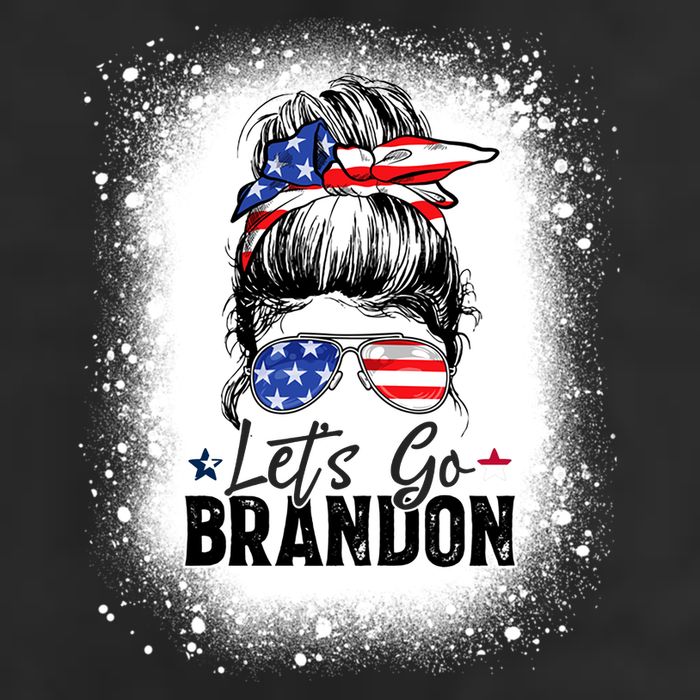 Conservative Messy Bun Bleached Style LetS Go Brandon Trucker Hat