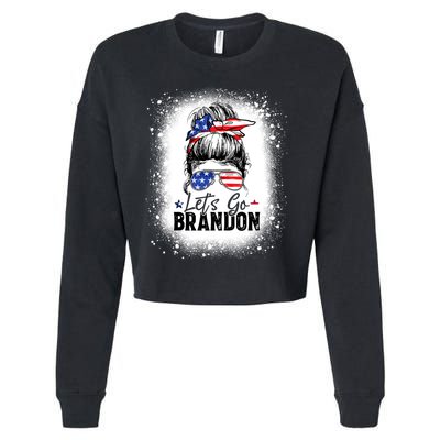 Conservative Messy Bun Bleached Style LetS Go Brandon Cropped Pullover Crew