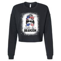 Conservative Messy Bun Bleached Style LetS Go Brandon Cropped Pullover Crew