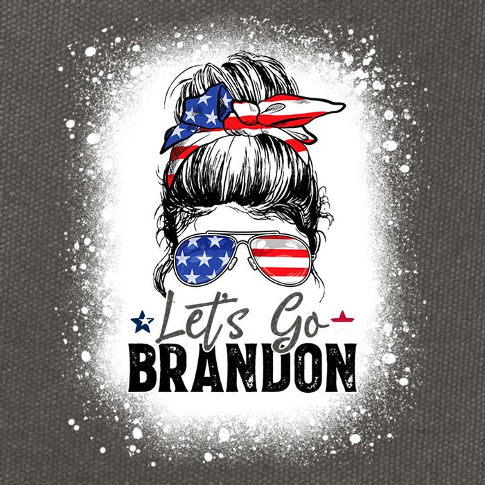 Conservative Messy Bun Bleached Style LetS Go Brandon Cotton Canvas Backpack