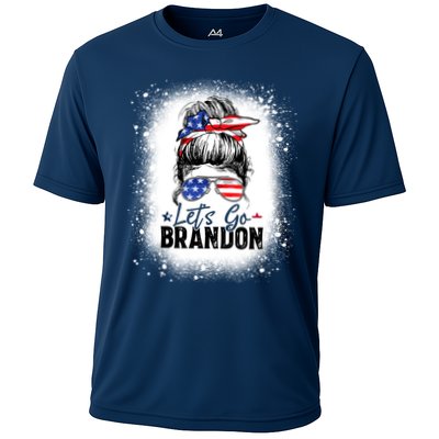Conservative Messy Bun Bleached Style LetS Go Brandon Performance Shirt