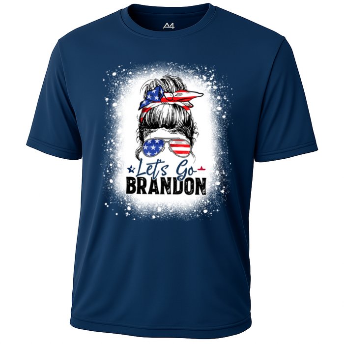 Conservative Messy Bun Bleached Style LetS Go Brandon Performance Shirt