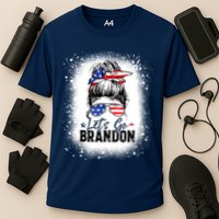 Conservative Messy Bun Bleached Style LetS Go Brandon Performance Shirt