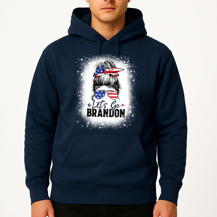 Conservative Messy Bun Bleached Style LetS Go Brandon Hoodie