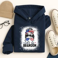 Conservative Messy Bun Bleached Style LetS Go Brandon Hoodie