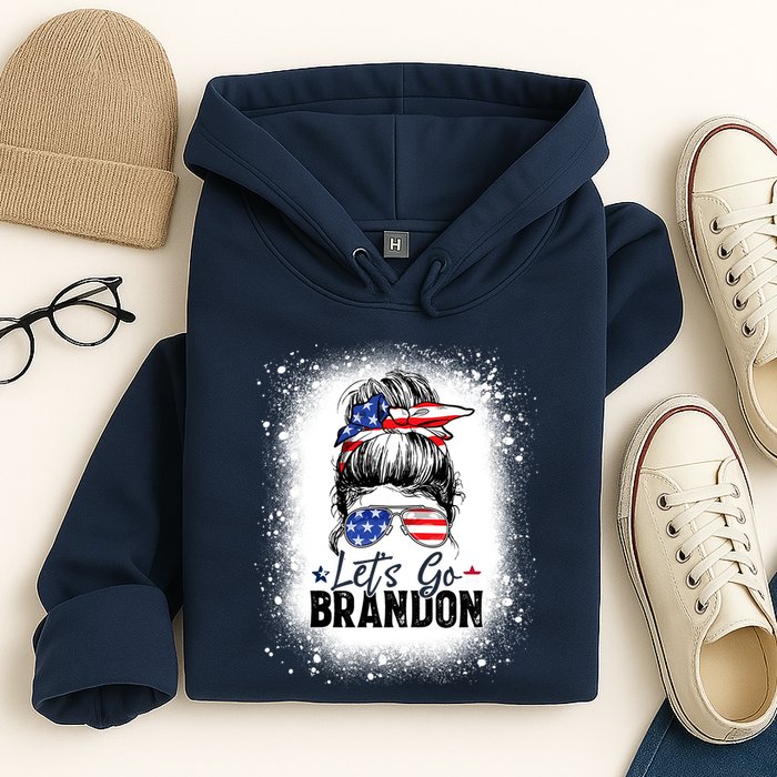 Conservative Messy Bun Bleached Style LetS Go Brandon Hoodie