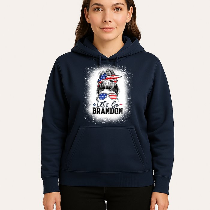 Conservative Messy Bun Bleached Style LetS Go Brandon Hoodie