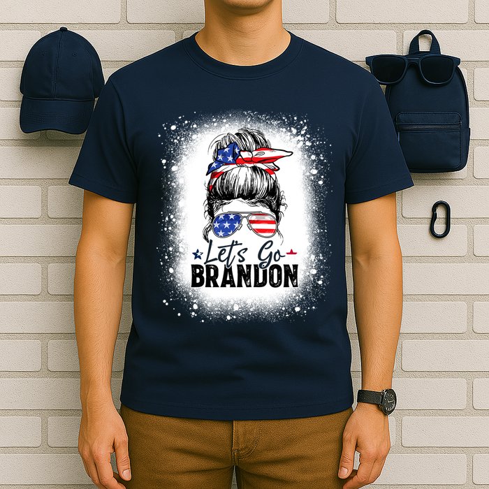 Conservative Messy Bun Bleached Style LetS Go Brandon T-Shirt