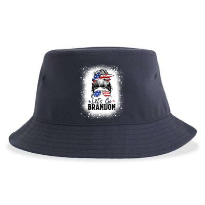 Conservative Messy Bun Bleached Style LetS Go Brandon Sustainable Bucket Hat
