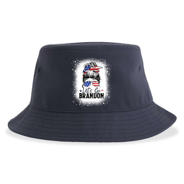 Conservative Messy Bun Bleached Style LetS Go Brandon Sustainable Bucket Hat
